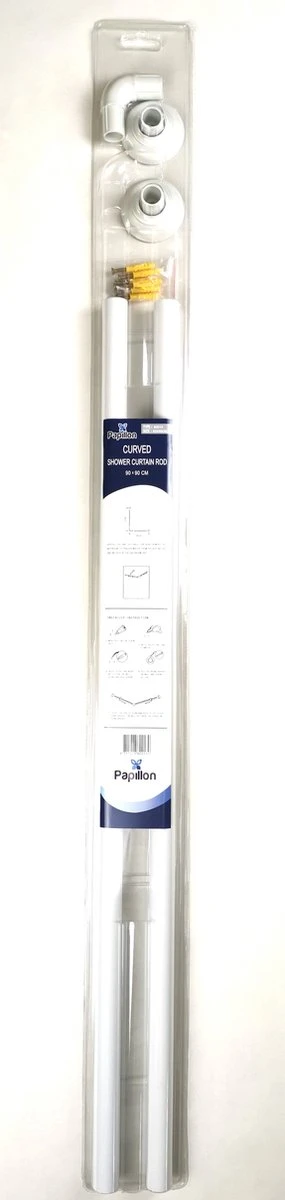 Papillon Douchegordijnstang - 90x90 Cm - Aluminium - Wit - Afbeelding 3