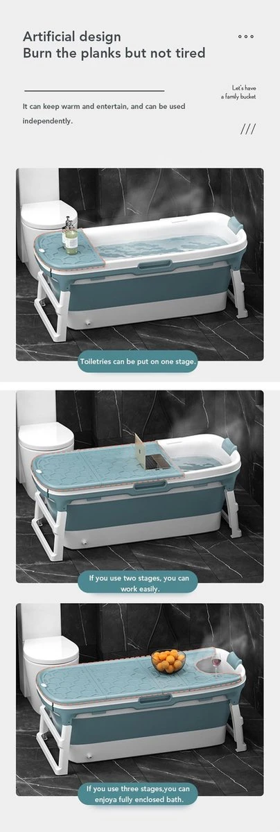 Opvouwbare Ligbad Voor Volwassenen - Blauw - Hard Plastic - Opvouwbaar Bad - 138cm - 200L - Afbeelding 2