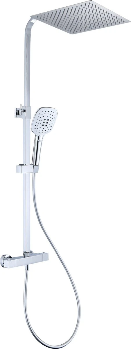 Viidako Kimii Doucheset Opbouw Compleet – Chroom – Vierkant - Sedal Binnenwerk -Thermostaatkraan – Zeer Goede Kwaliteit – RVS, ABS En Messing – Design