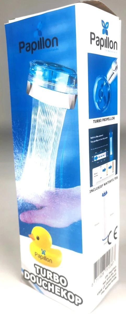 Papillon Douchekop - Turbo Hoge Druk - Met Waterfilter - Blauw - Afbeelding 6