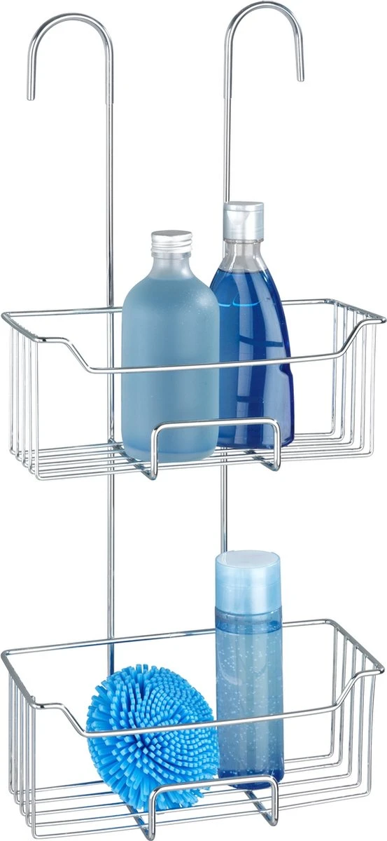WENKO Doucherek Milo 2-laags 25x55cm RVS Glanzend - Doucherek Zonder Boren - Doucherek Hangend - Afbeelding 3