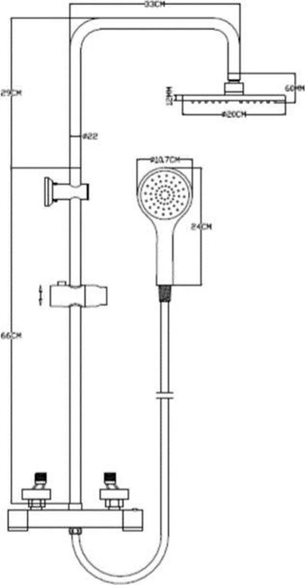 4bathroomz® Regendouche Chroom Met Thermostaatkraan - 20cm Douchekop - Afbeelding 8