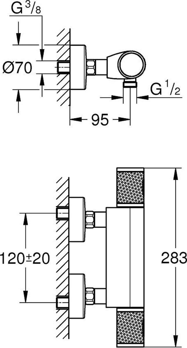GROHE Precision Feel Thermostatische Douchekraan - EcoJoy - CoolTouch - Incl. Koppelingen - Chroom - Afbeelding 4