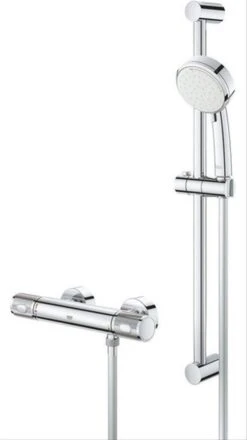 GROHE Grohtherm-1000 Performance Renovatieset - Met Thermostaatkraan, Koppelingen, Glijstang En Hoofddouche - CoolTouch - Chroom