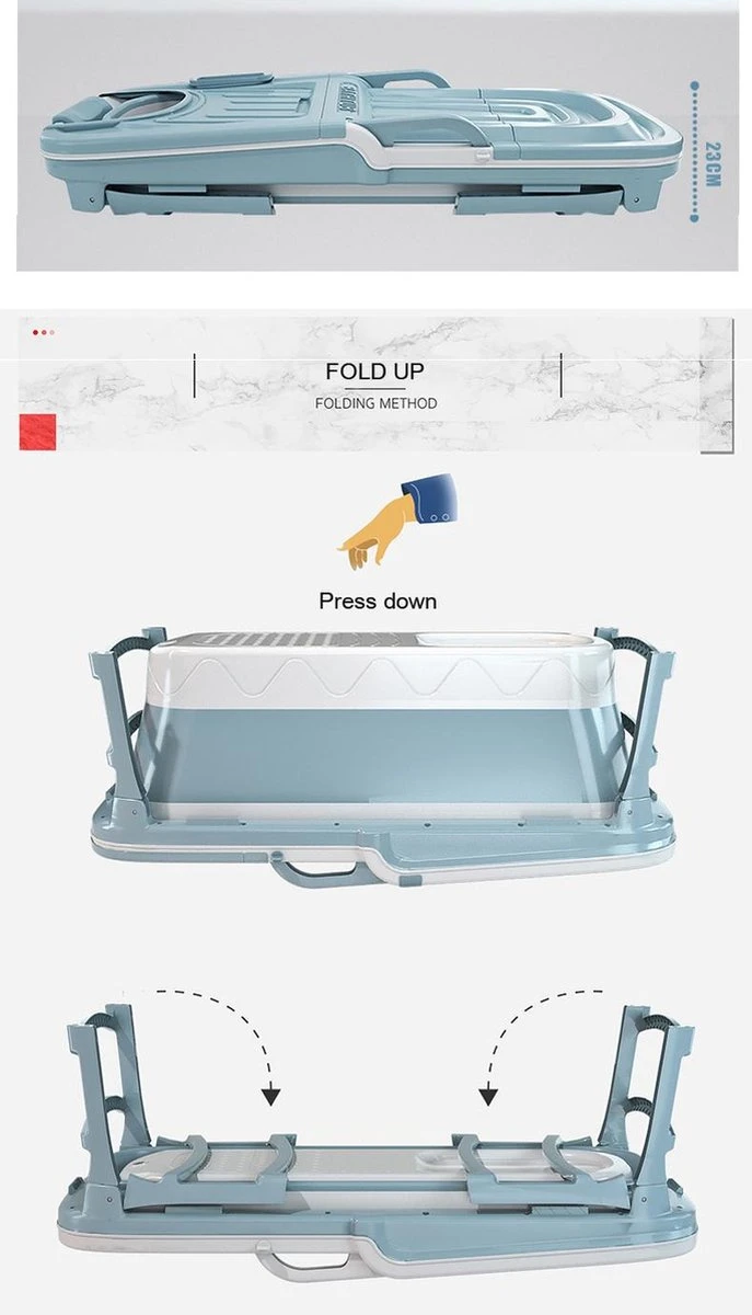 Foresta Ligbad Volwassenen - Inklapbaar Bad 143cm XL - Blauw - Afbeelding 4