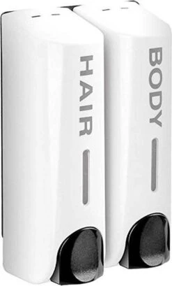 WiseGoods Luxe Zeepdispenser Shampoo - Desinfectie Dispenser Wandmontage Zeep Pomp - Zeeppompje Douche - Badkamer Muur - Wit 2st