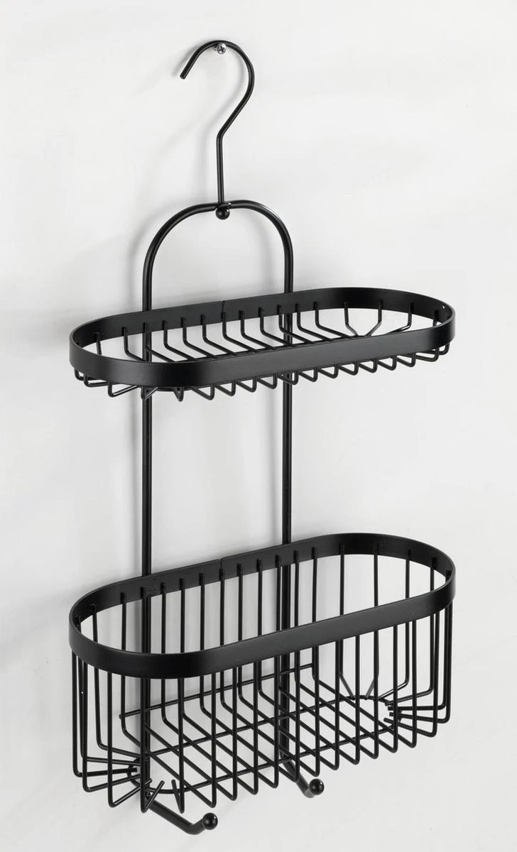 WENKO Doucherek 2-laags Classic Plus Black Mat Zwart - Doucherek Zonder Boren - Doucherek Hangend Zwart - Afbeelding 6