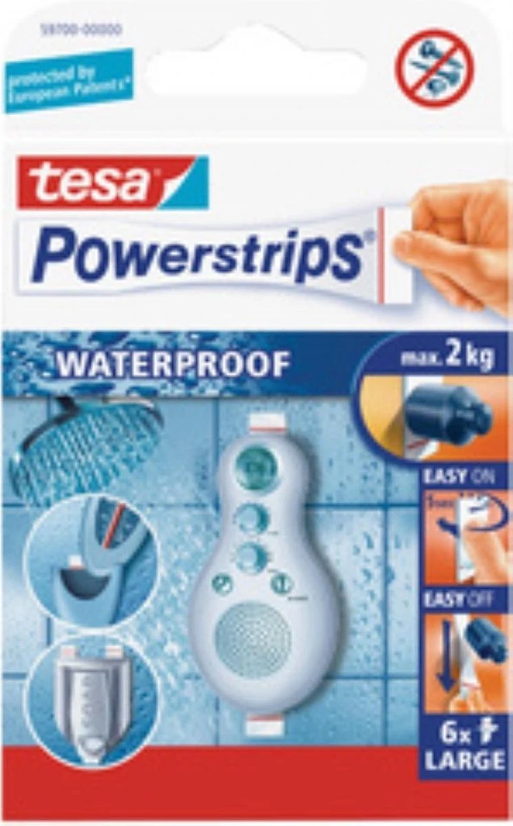 Tesa Powerstrips Large Waterproof Klusbenodigdheden - Klusbenodigdheden - Huishouden - Plakstrips/powerstrips - Dubbelzijdig - Zelfklevend - Tape/strips/plakkers - Afbeelding 2