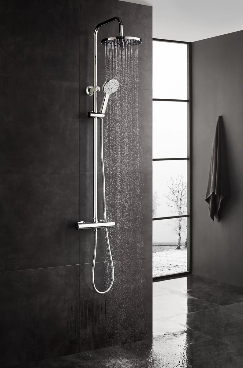 4bathroomz® Regendouche Chroom Met Thermostaatkraan - 20cm Douchekop - Afbeelding 2