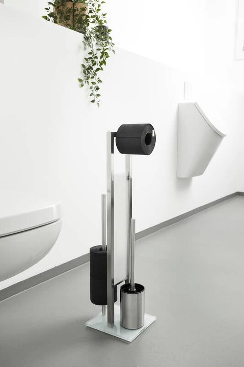 WENKO Toiletbutler Rivalta RVS Mat - Toiletborstel Met Houder, Toiletrolhouder En Reserverolhouder - Afbeelding 2