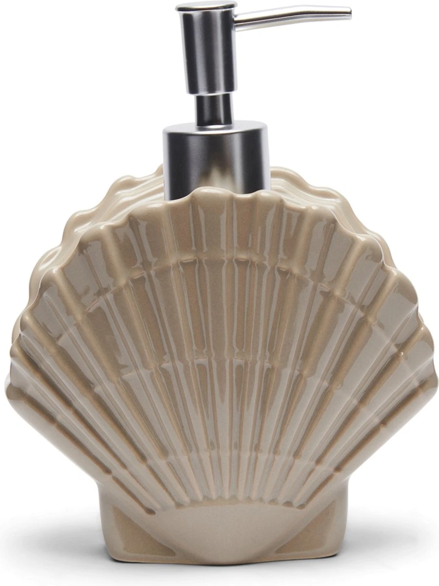 Riviera Maison Zeeppompje, Zeepdispenser Schelp - RM Beach Shell Soap Dispenser - Wit - Keramiek - 450 ML