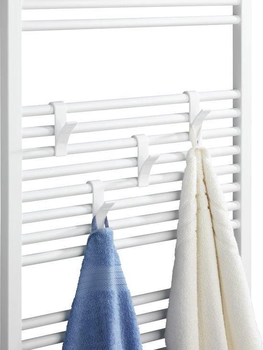 6x Handdoek Haak - Kleding Haak Voor Radiator - Radiatorhaakje - Handdoek Houder Hangend Aan Verwarming - Badkamer Haken Hangend - Ophanghaakje - Wit - Afbeelding 5
