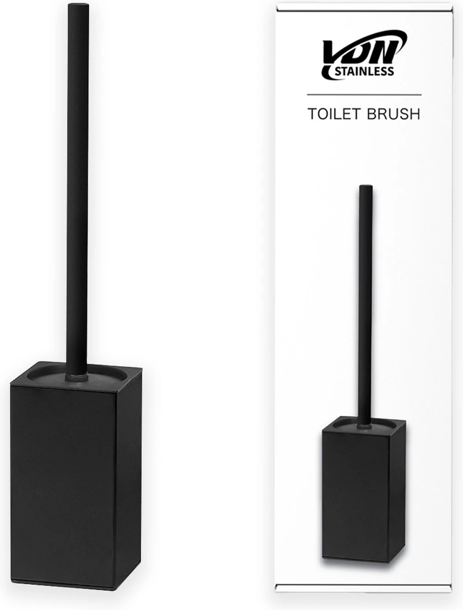 VDN Stainless Toiletborstel Met Houder - Toiletborstelhouder - Zwart - Wc Borstel Met Houder - Vierkant - RVS - Vrijstaand - Afbeelding 5