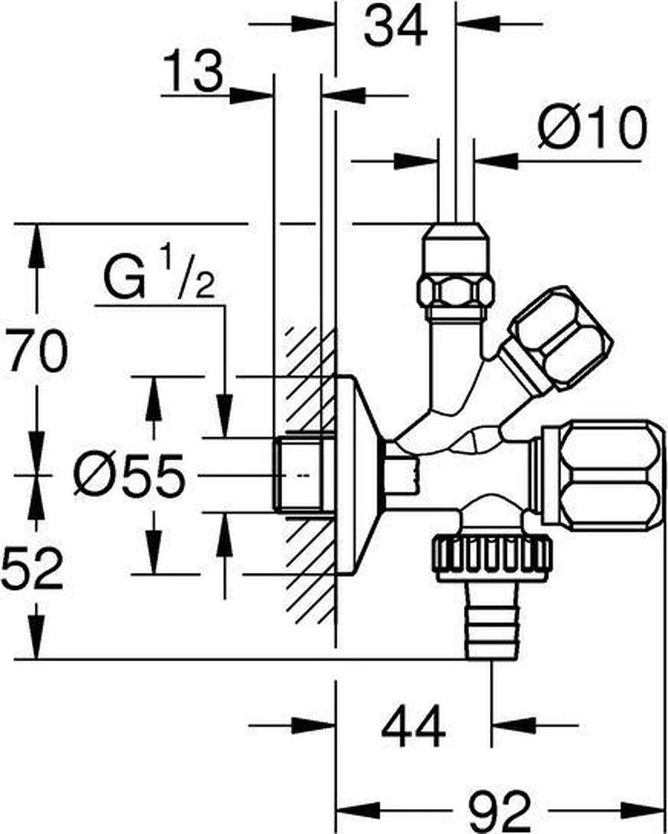 Grohe Hoekstopkraan - 1/2x3/8 Kunststof Greep 1st - Afbeelding 3