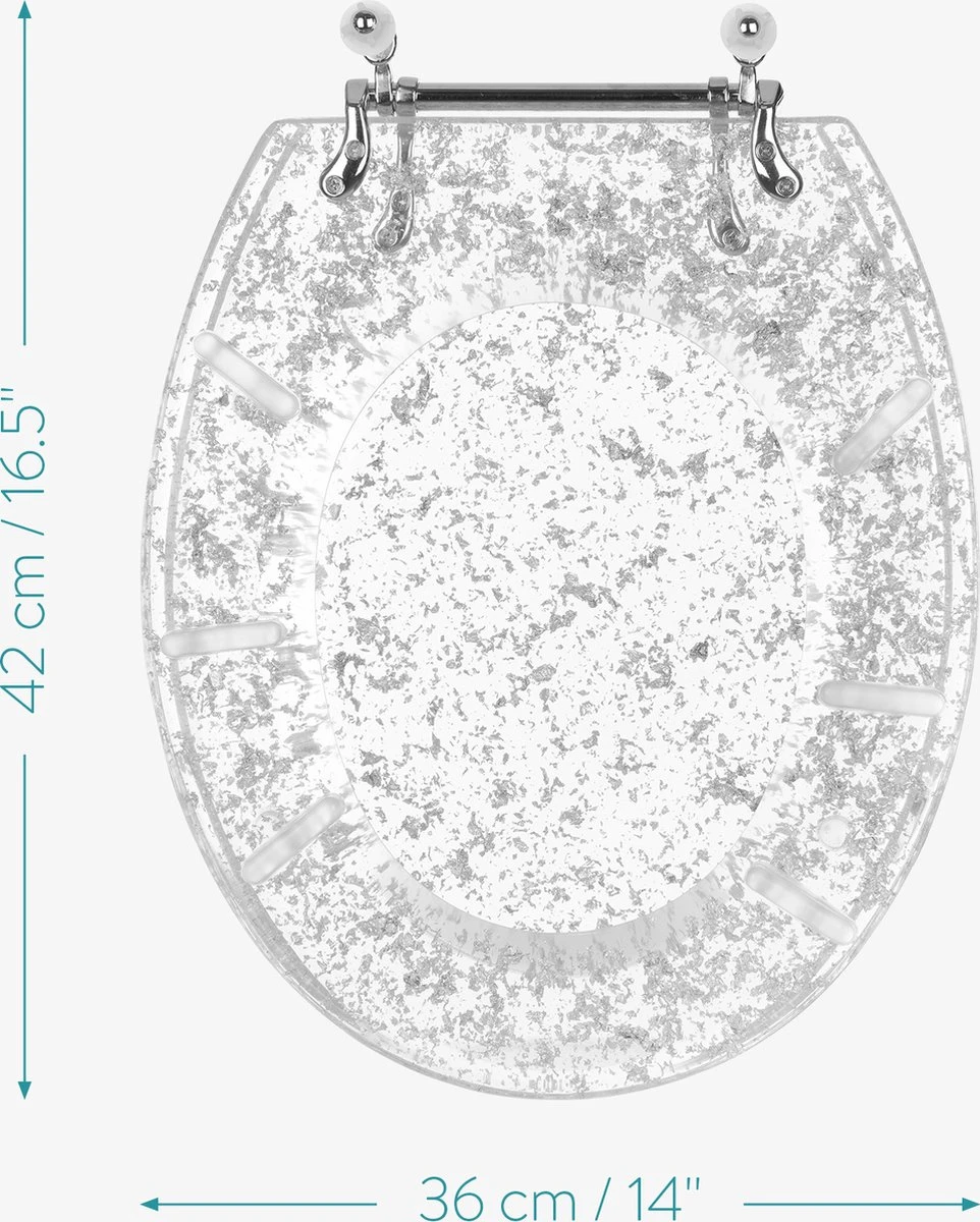 Navaris Toiletbril Met Glitter Design - Transparante Wc-bril 42 X 36 X 4,5 Cm - Makkelijk Te Bevestigen - Afbeelding 6
