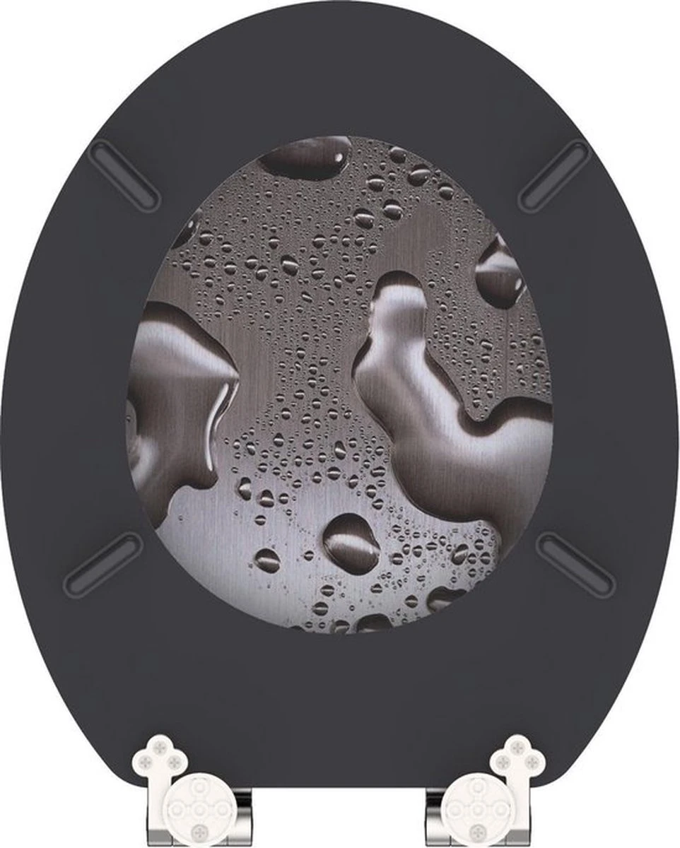 SCHÜTTE WC-Bril 80123 GREY STEEL - MDF-Hout - Soft Close - Verchroomde Scharnieren - Decor - 3-zijdige Print - Afbeelding 9