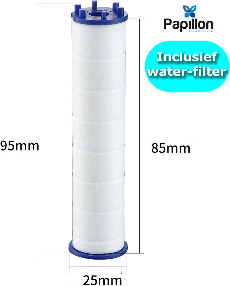 Papillon Douchekop - Turbo Hoge Druk - Met Waterfilter - Blauw - Afbeelding 5