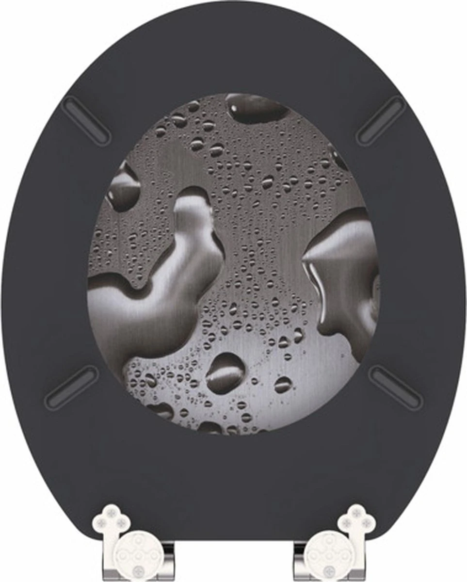 SCHÜTTE WC-Bril 80123 GREY STEEL - MDF-Hout - Soft Close - Verchroomde Scharnieren - Decor - 3-zijdige Print - Afbeelding 6