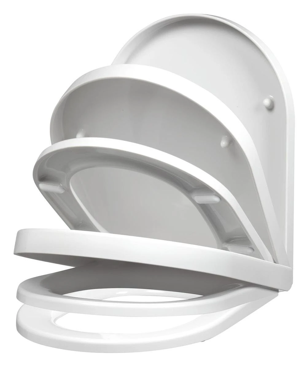 Allibert Wc-bril RAINBOW - D-vorm - Thermodure - Soft Close - Inox Scharnieren - Afklikbaar - Wit