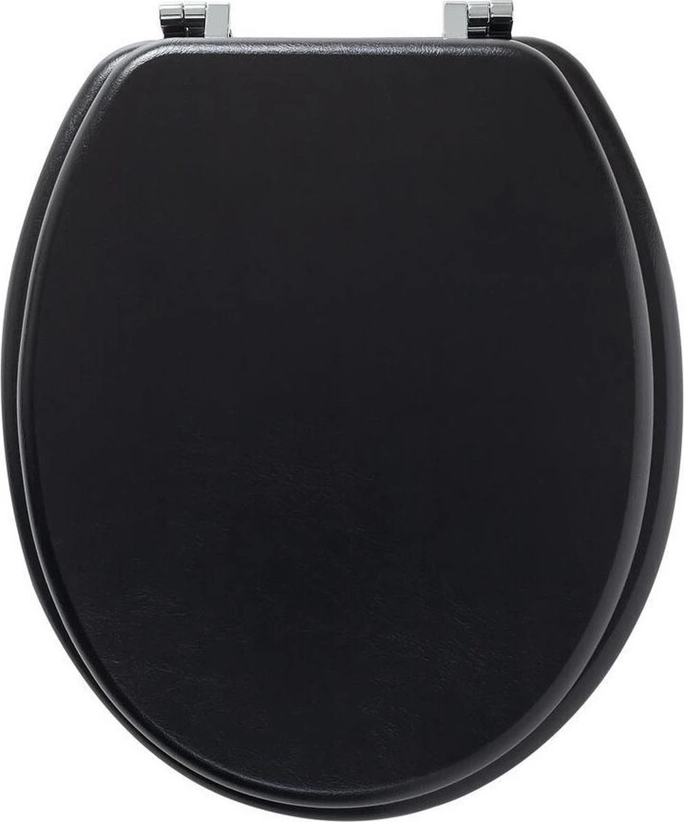 Tiger Leatherlook - Toiletbril - WC Bril - MDF - Zwart - Afbeelding 2