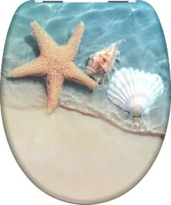 SCHÜTTE WC-Bril 82196 BEACH - Duroplast - Soft Close - Verchroomde Scharnieren - Decor - 1-zijdige Print